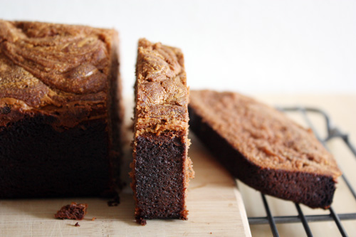 slices of chocolate peanut butter swirl bread