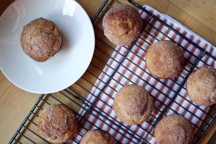 cider doughnut muffins on cooling rack