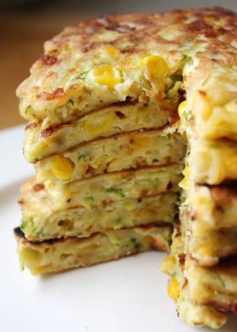 stack of zucchini corn pancakes