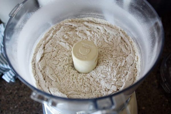 preparing cracker dough in blender.