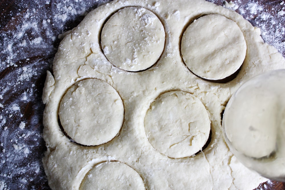 cutting powdermilk biscuit dough