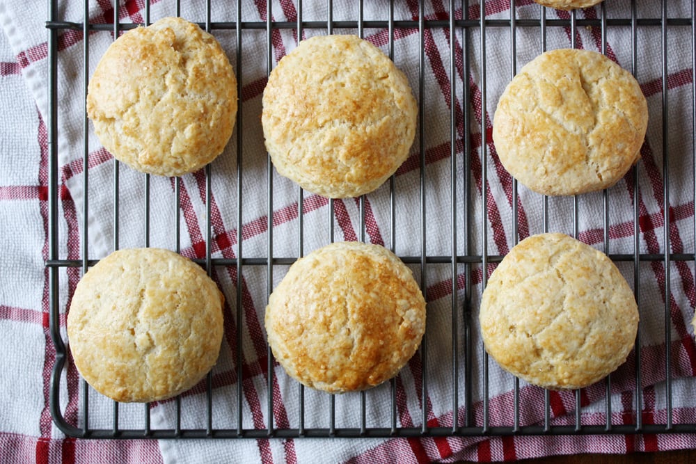 powdermilk biscuits on cooling rack