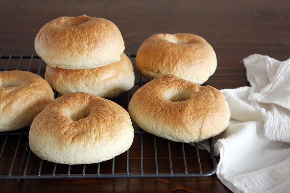 new york style bagels on cooling rack