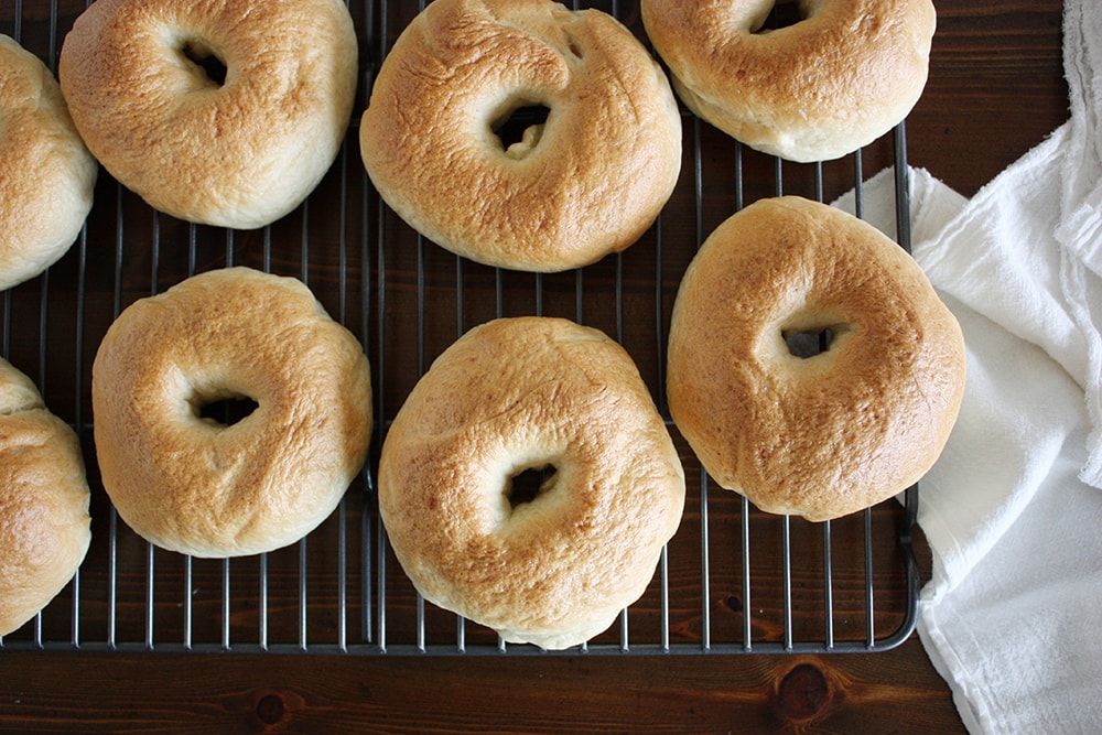 new york style bagels on cooling rack