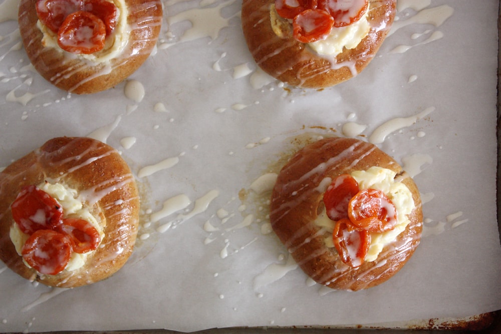 whole wheat danish with honey glazed apricots