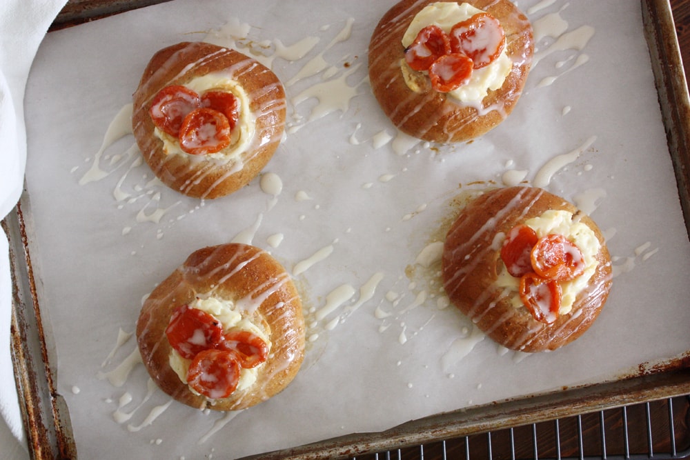 whole wheat brioche danish with honey glazed apricots