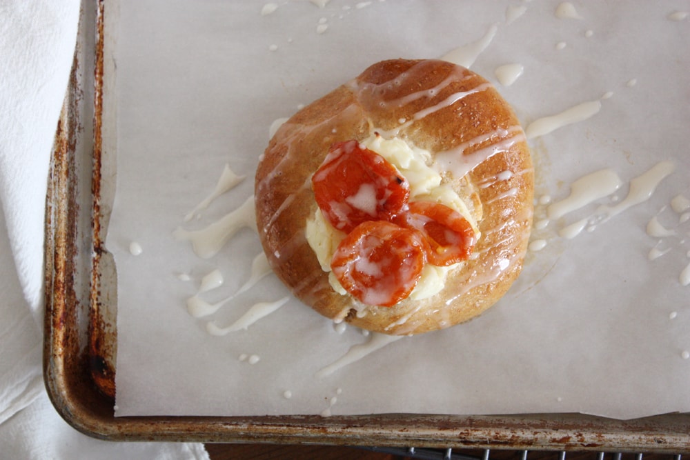 whole wheat brioche danish with honey glazed apricots