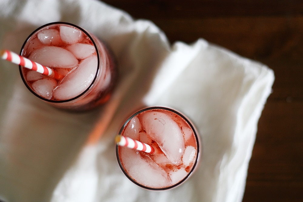 cherry sake cocktails on table