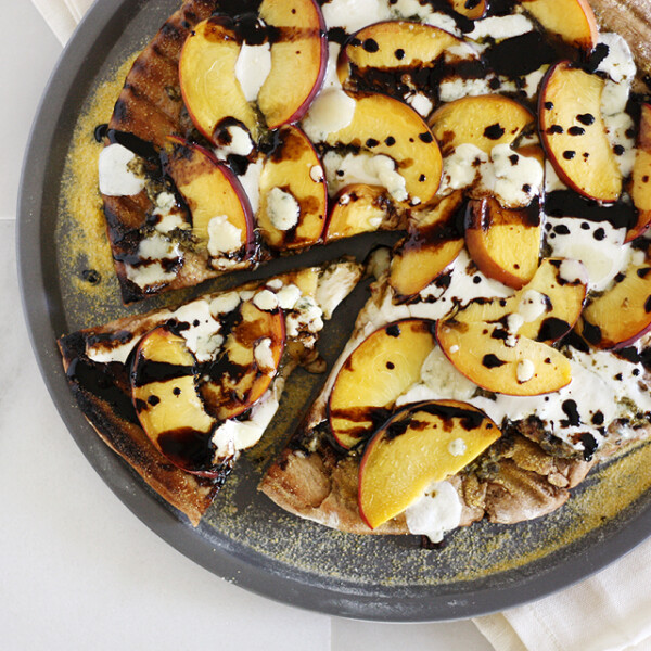 Peach Gorgonzola Grilled Pizza.