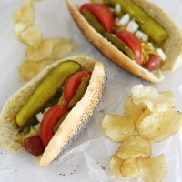 chicago style hot dogs with chips