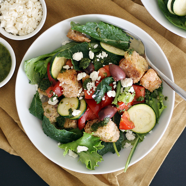 Tomato Olive And Baby Kale Panzanella Salad Organicgirl Giveaway Girl Versus Dough
