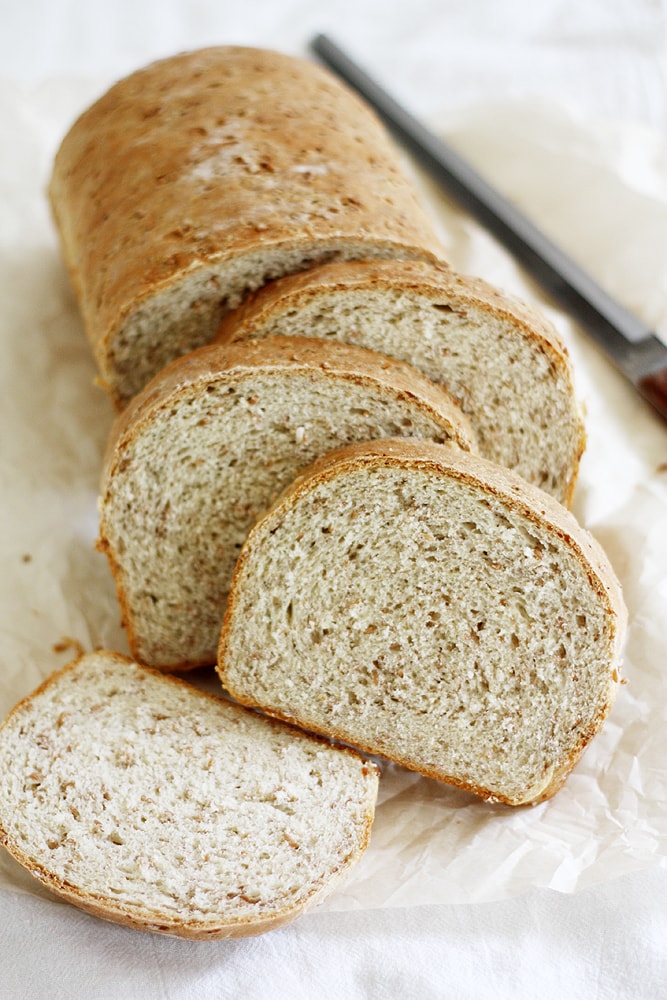 sliced cracked wheat bread loaf