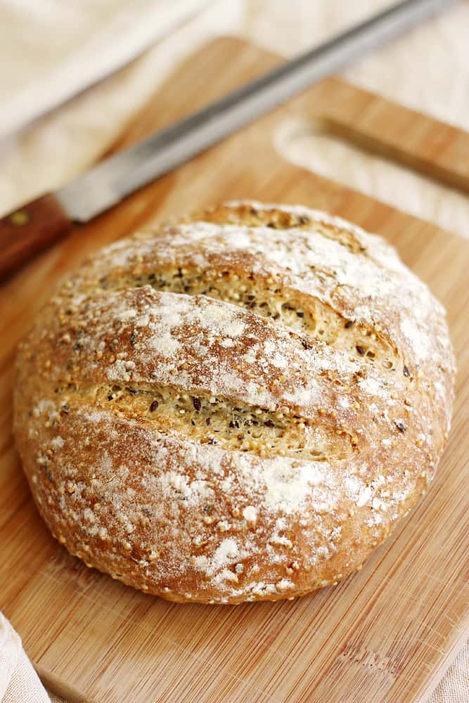 Crusty NoKnead Bread with Toasted Grains Girl Versus Dough