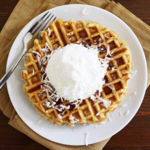 Pumpkin Coconut Yogurt Waffles.