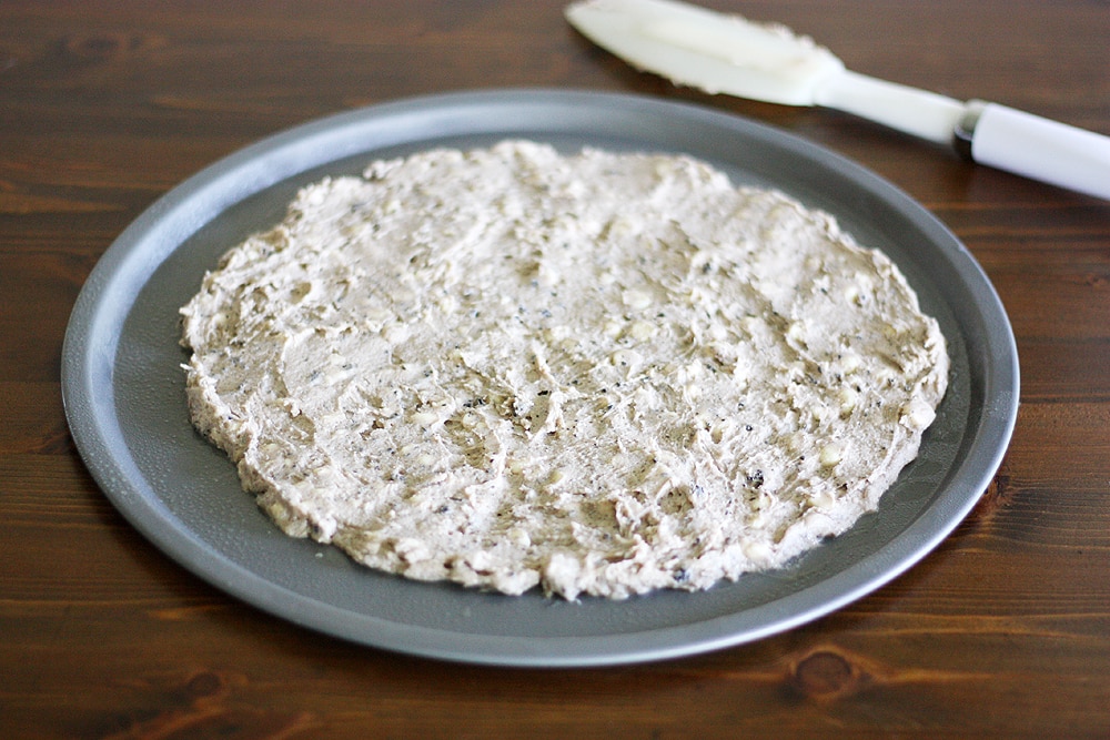 dessert pizza dough on baking pan