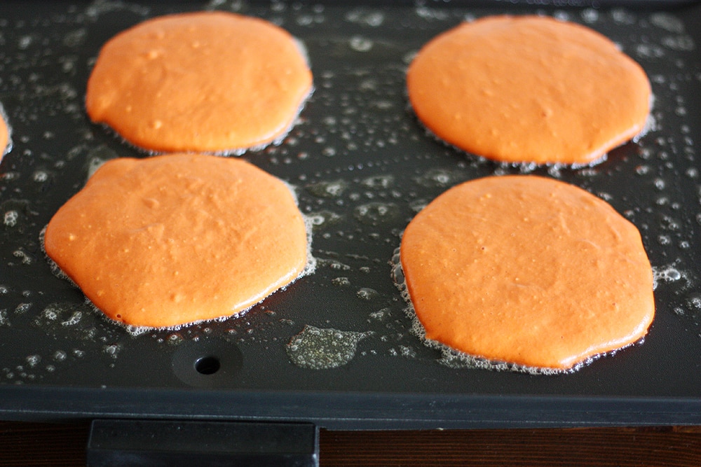halloween pancakes on griddle