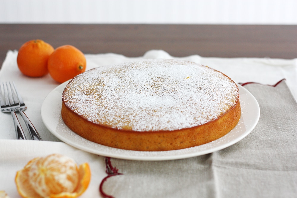 clementine yogurt cake on a plate