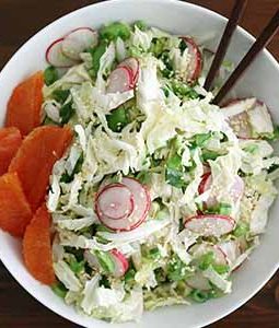 sugar snap pea salad in bowl