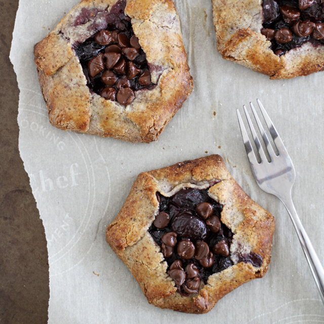 gluten free dark chocolate cherry hazelnut galettes.