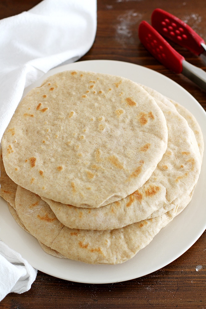 homemade soft flatbread on a plate