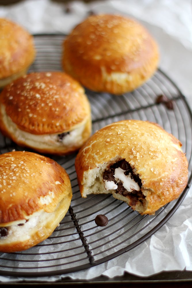 smores pretzel hand pies on cooling rack