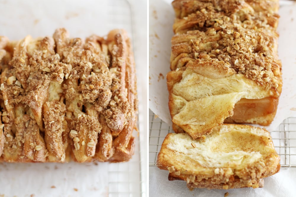 apple cinnamon streusel pull apart bread