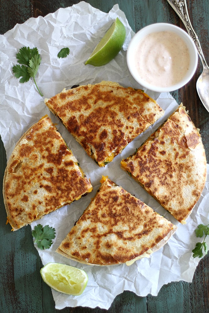 quesadilla on parchment paper