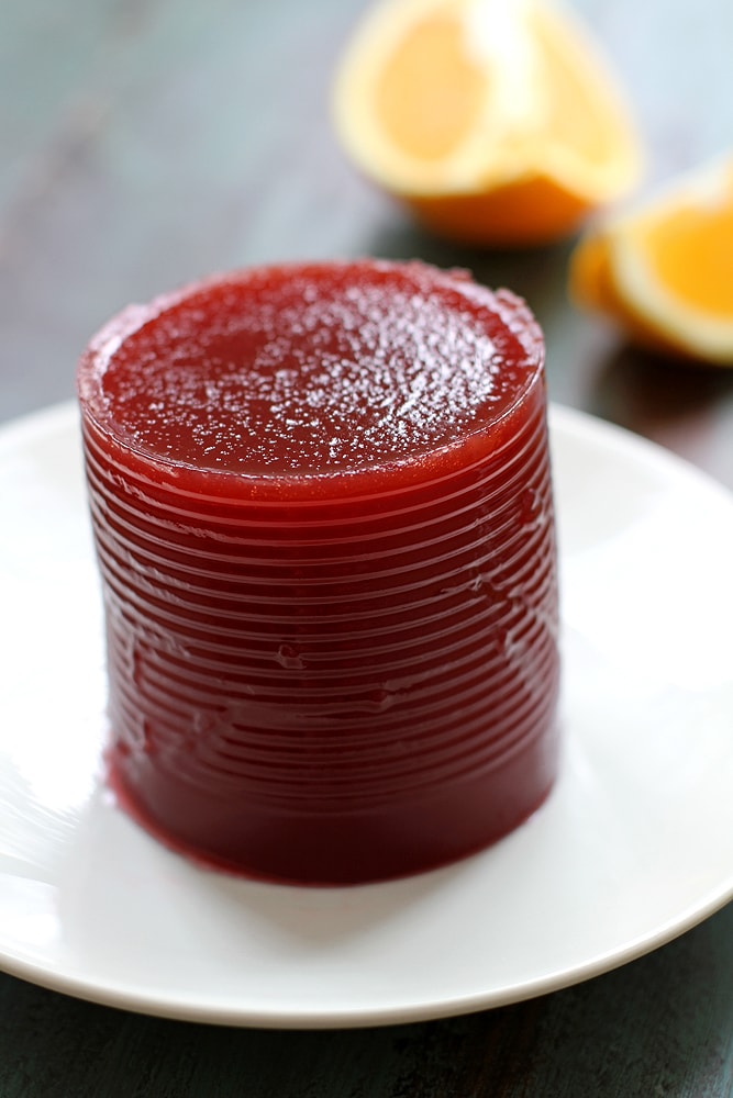 jellied cranberry sauce on plate