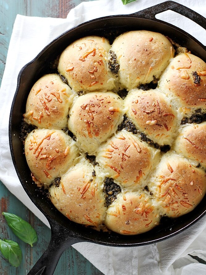 parmesan pesto skillet rolls.