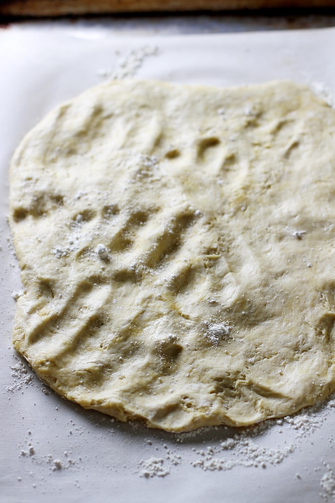 stretching einkorn pizza dough