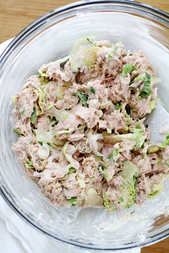 mixed tuna salad in bowl