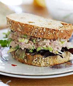 tuna salad sandwich on plate