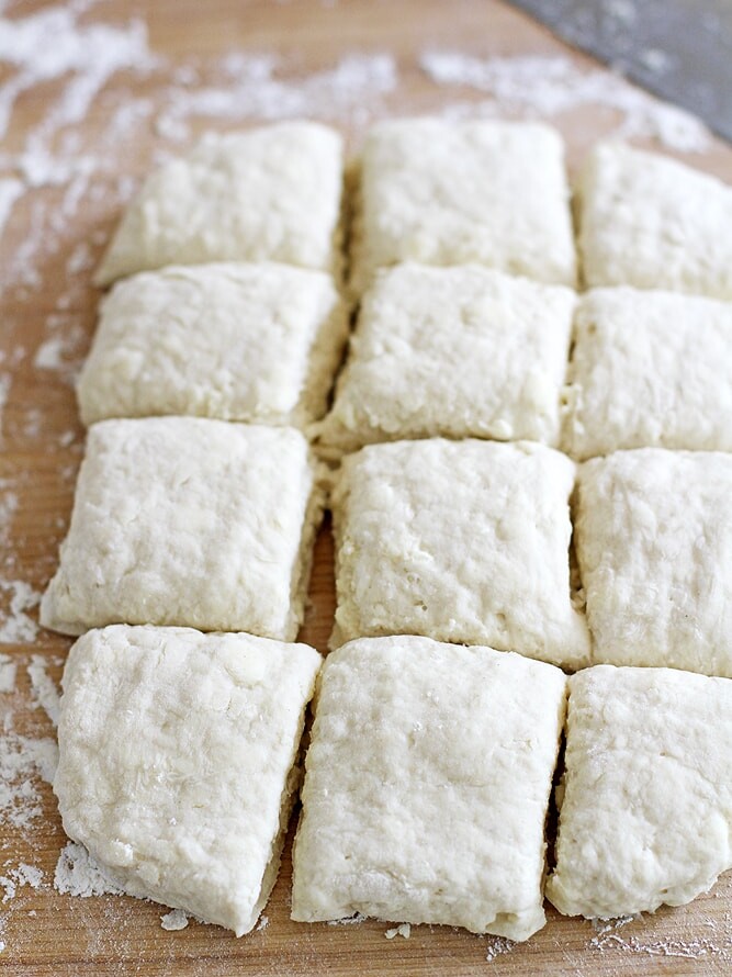 cutting biscuit dough.