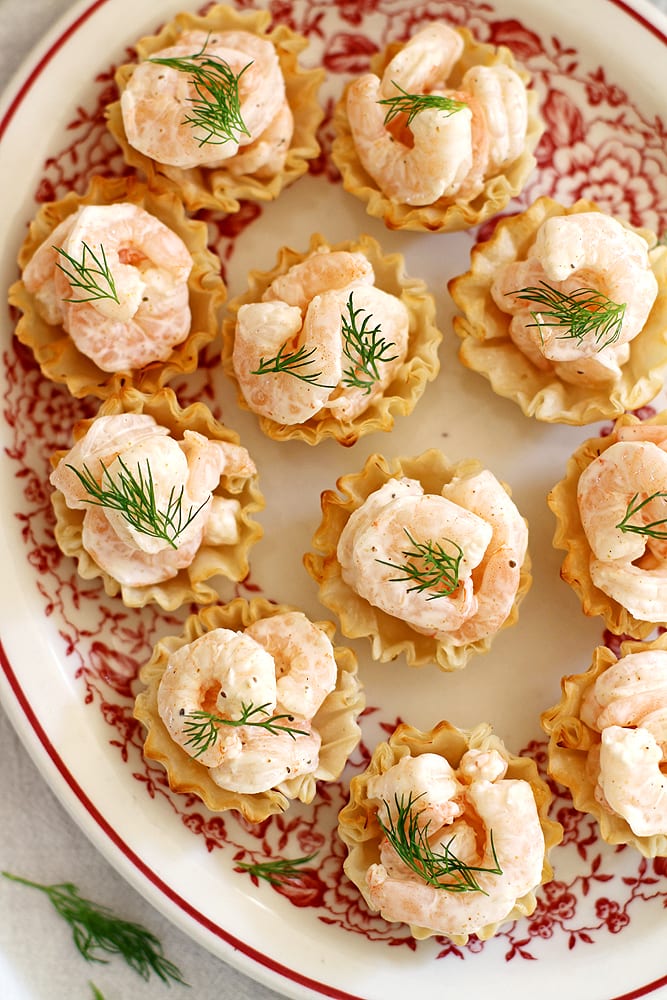 shrimp salad bites on a plate