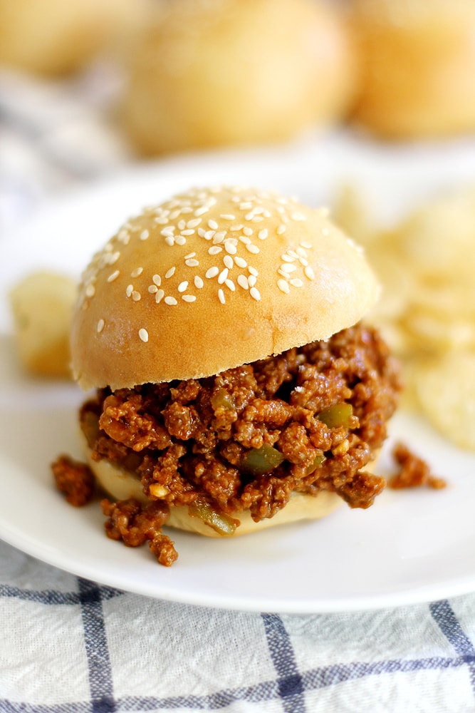 sloppy joe with super soft hamburger bun