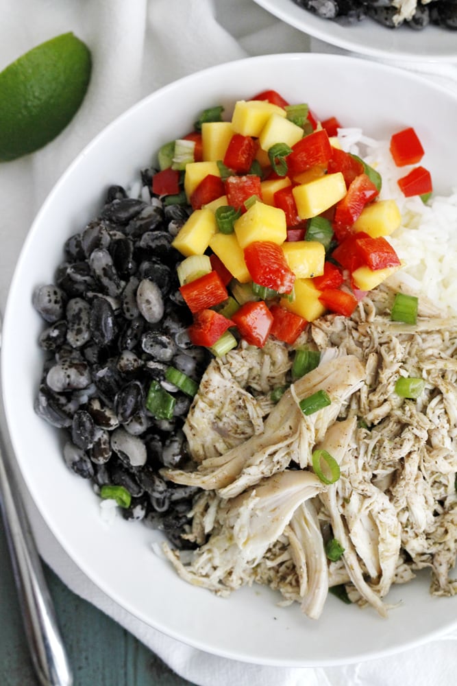 caribbean jerk chicken bean rice bowls