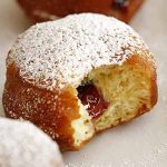 brioche doughnut with blackberry jam.