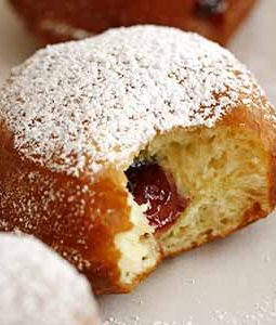 brioche doughnut with blackberry jam