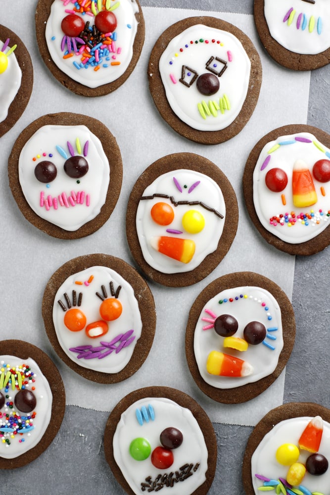 day of the dead cookies on parchment paper