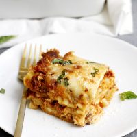 lighter lasagna bolognese on plate