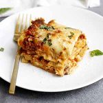 lighter lasagna bolognese on plate.