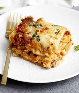 lighter lasagna bolognese on plate