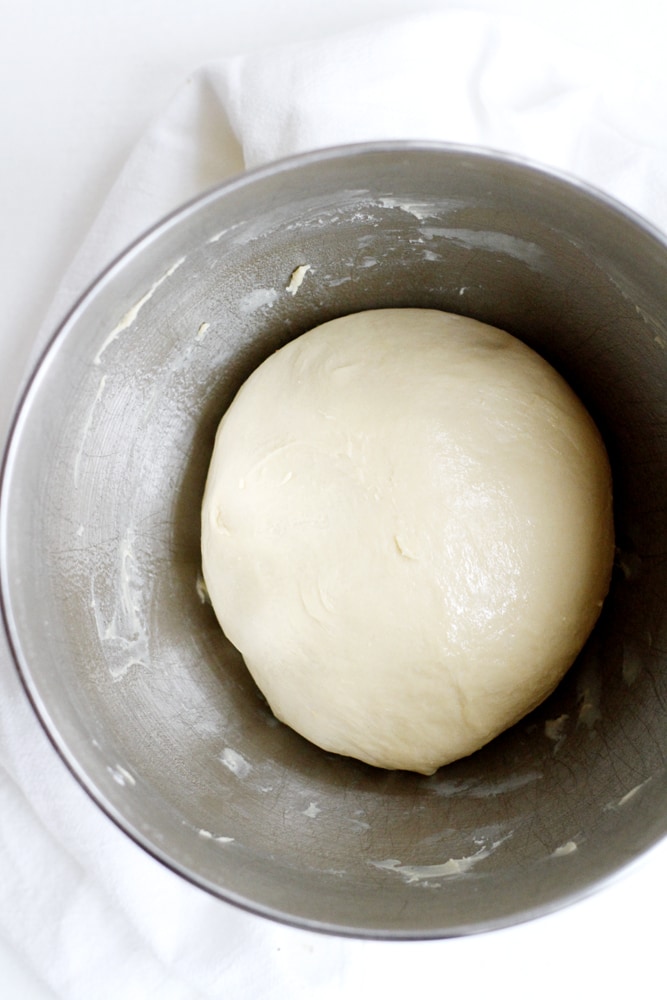 brown butter sweet potato buttermilk roll dough in bowl