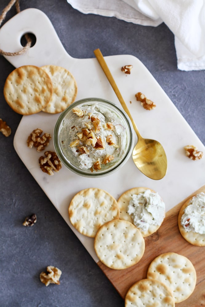 nutty blue cheese spread with crackers
