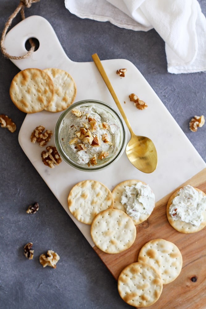 nutty blue cheese spread with crackers