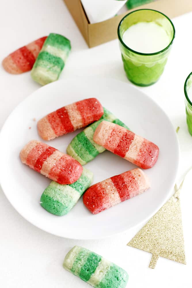 ombre peppermint cookies on plate