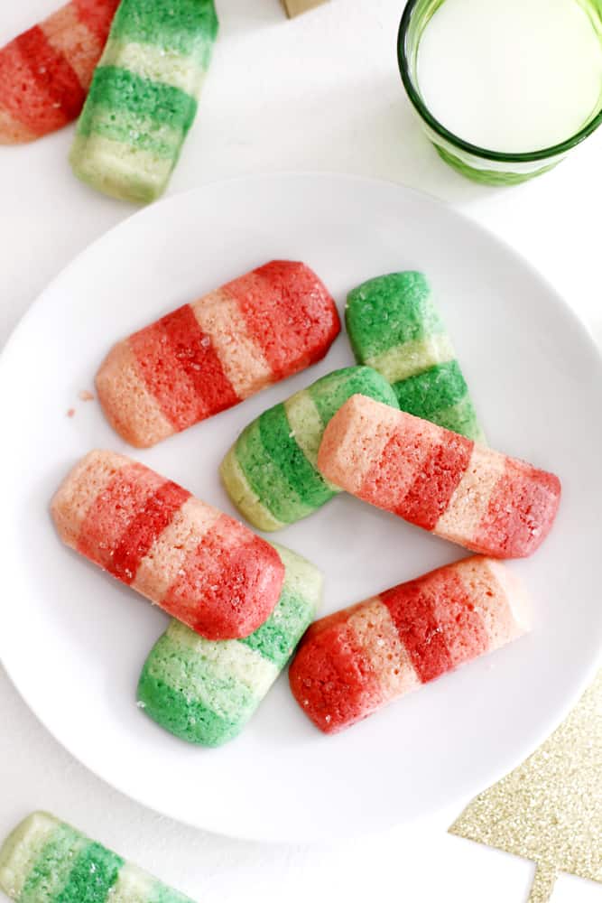 ombre peppermint slice and bake cookies on plate