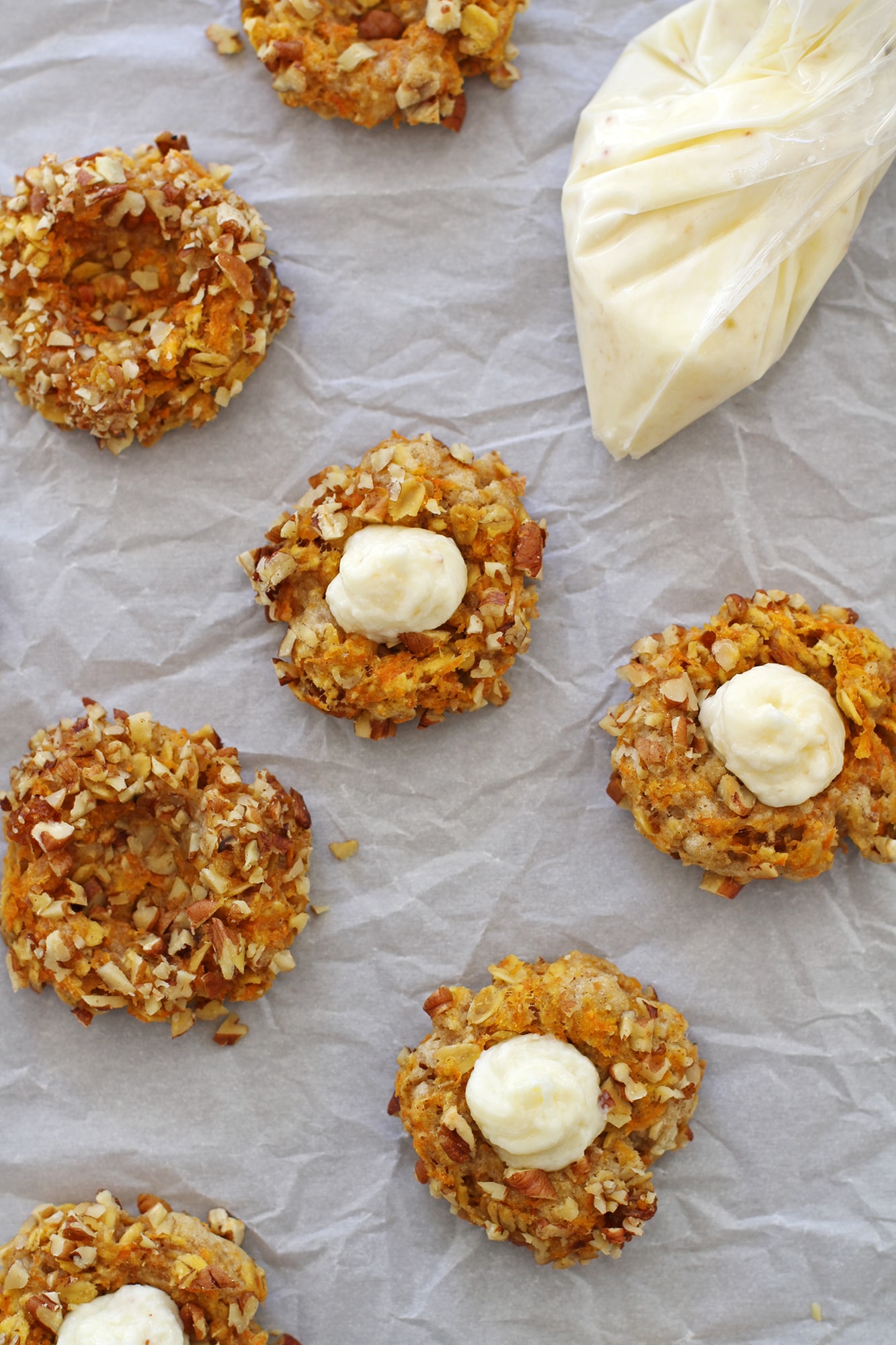 filling the carrot cake thumbprint cookies