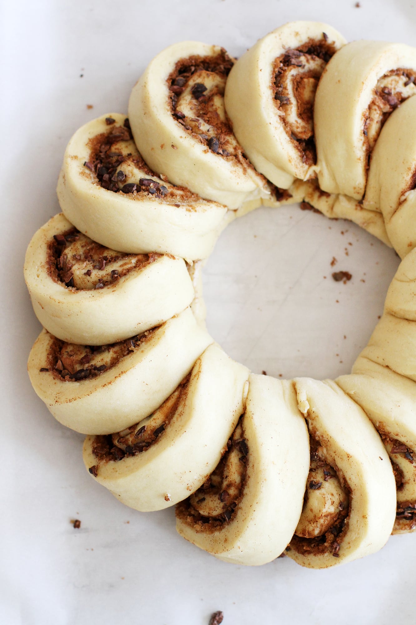 chocolate cinnamon roll wreath dough