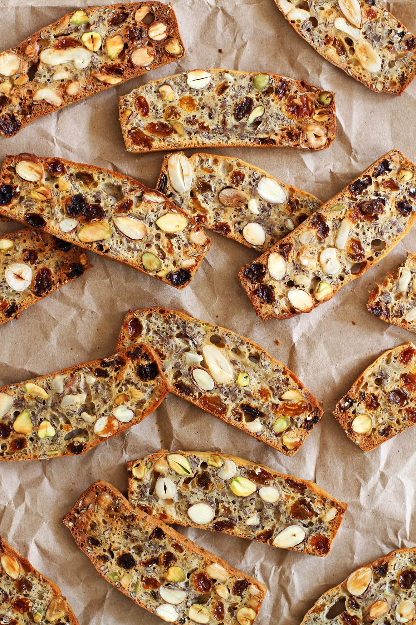 homemade fruit nut crisps on parchment paper